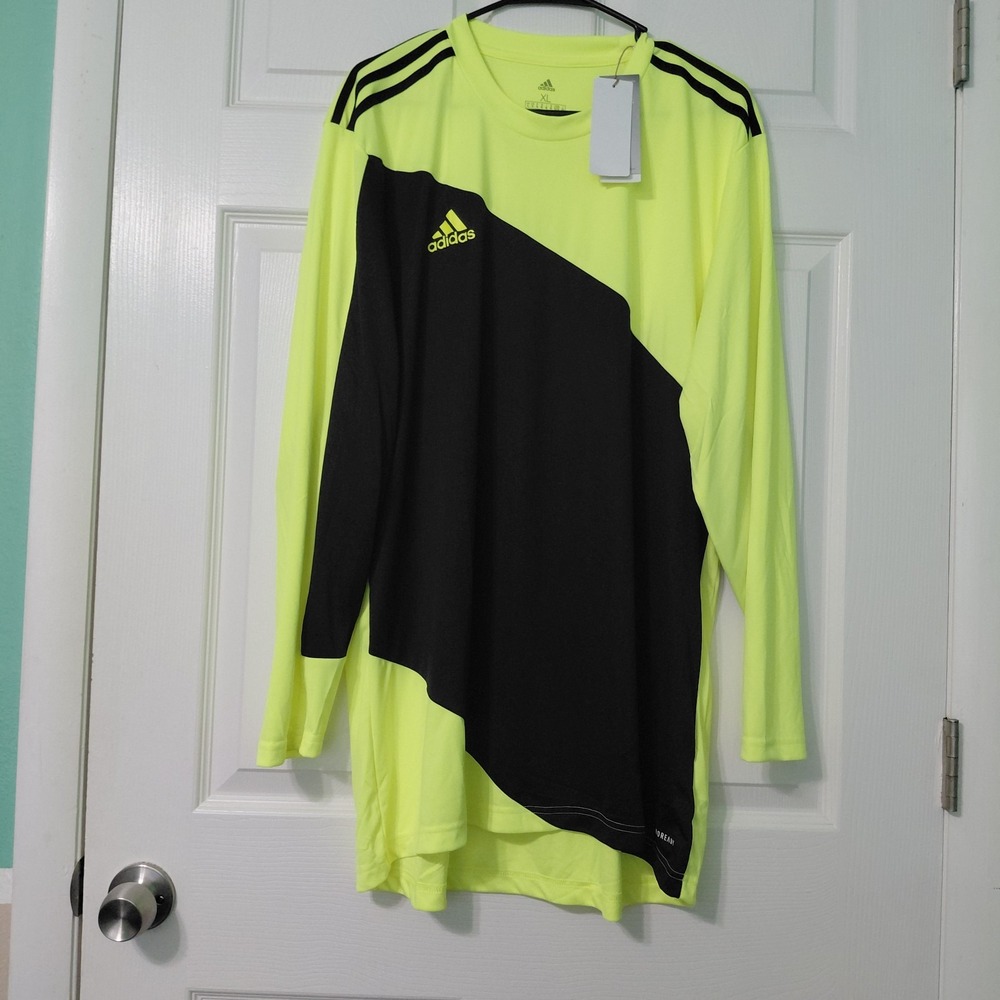 Adidas Mens Size XL Squadra 21 Goalkeeper Jersey Long Sleeve Black Neon Yellow